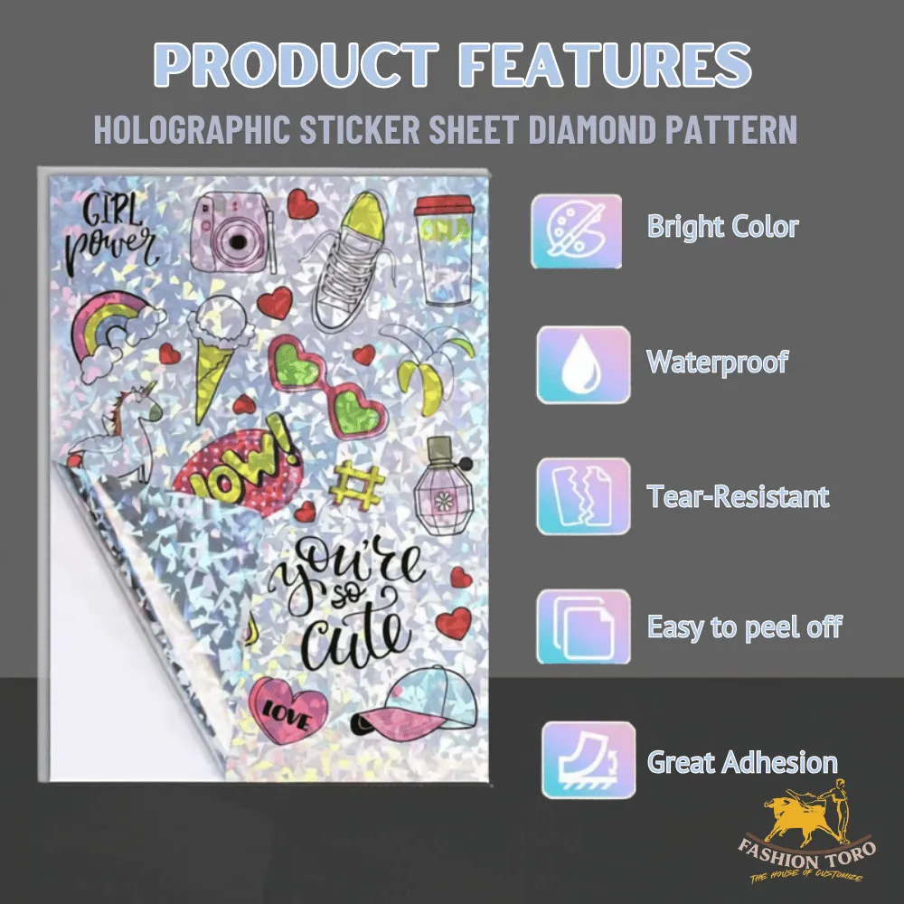 Holographic Diamond Broken Glass Pattern