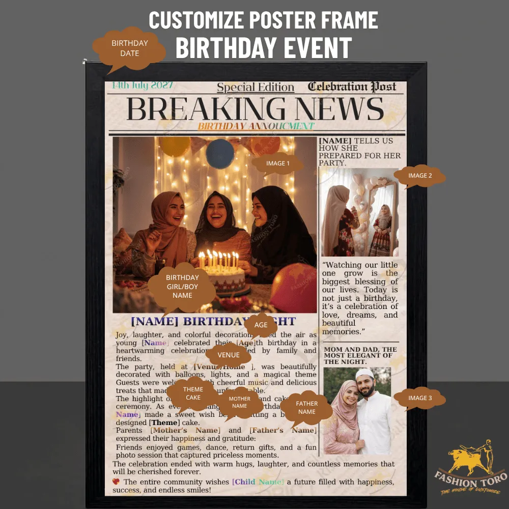 Birthday Event  Customize Poster Frame